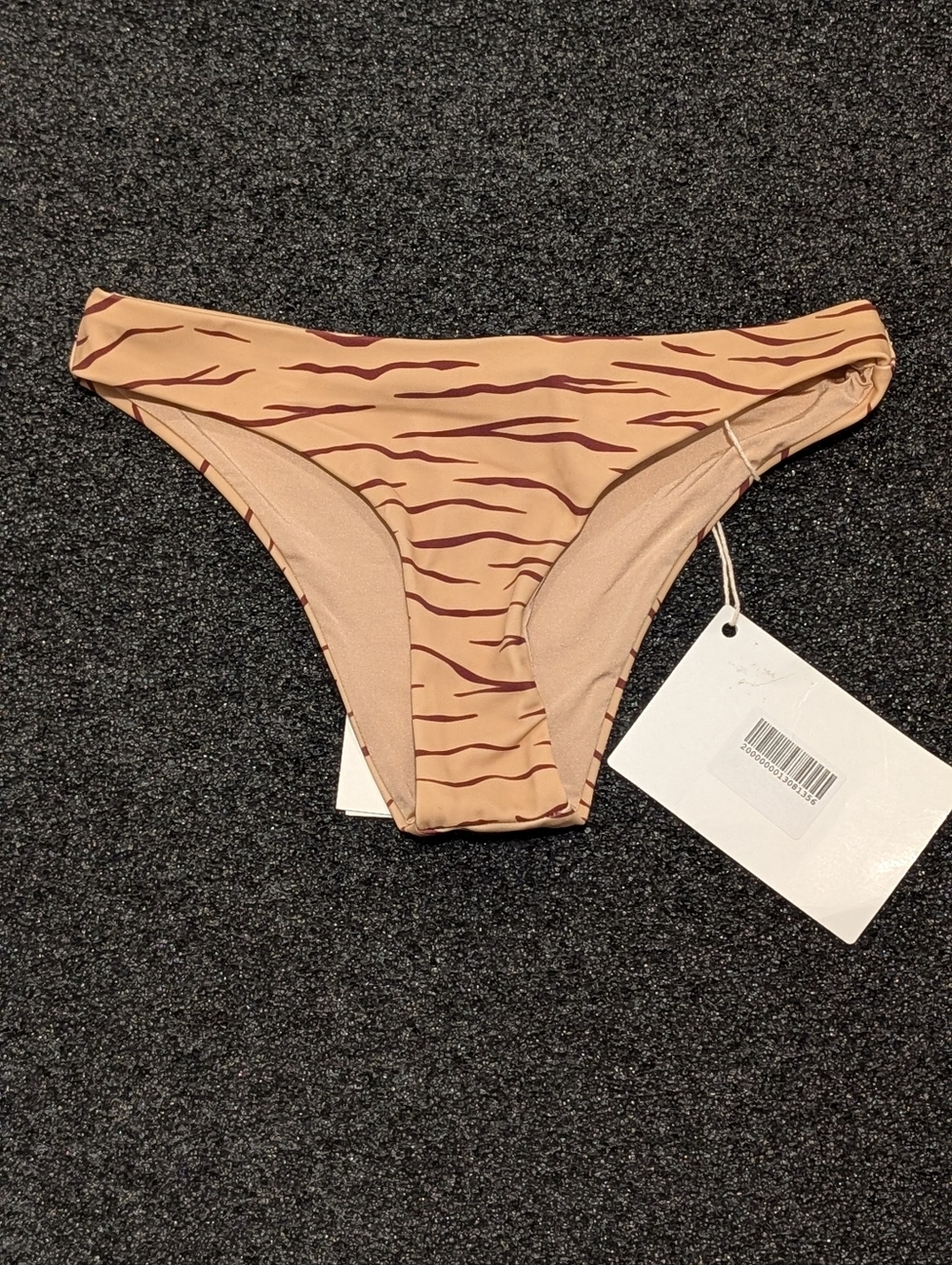 Onia Women’s Beige Hazelnut Tiger Lines Print Bikini Bottom XS NWT